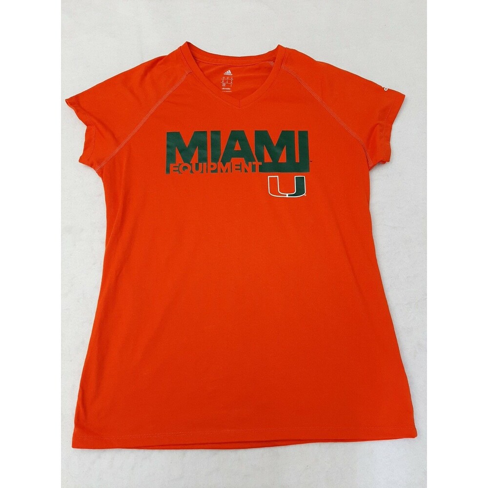 Adidas University of Miami Hurricanes Womens Size M medium orange climate Shirt